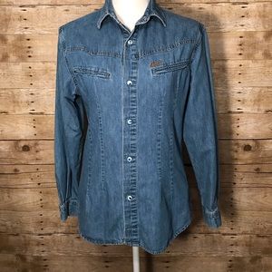 Guess denim jean western snap front size Medium